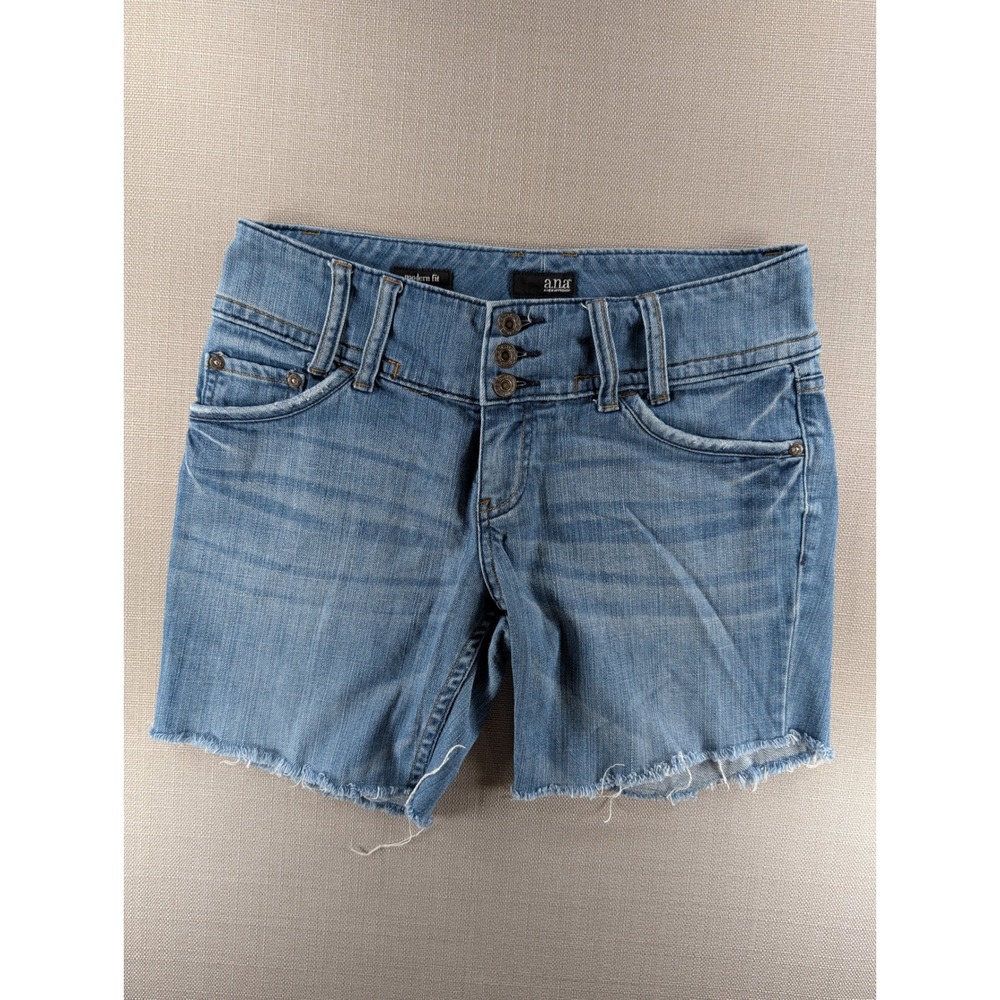 a.n.a Modern Fit Womens Denim Cut Off Shorts Light Wash 3 Button Casual